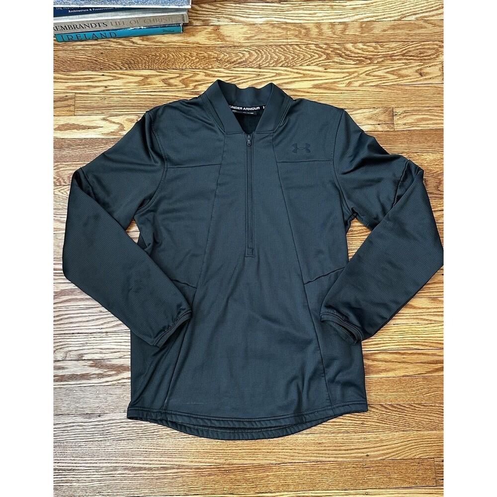 Under Armour Mens Small Green ColdGear Quarter Zip Golf Fitted Pullover